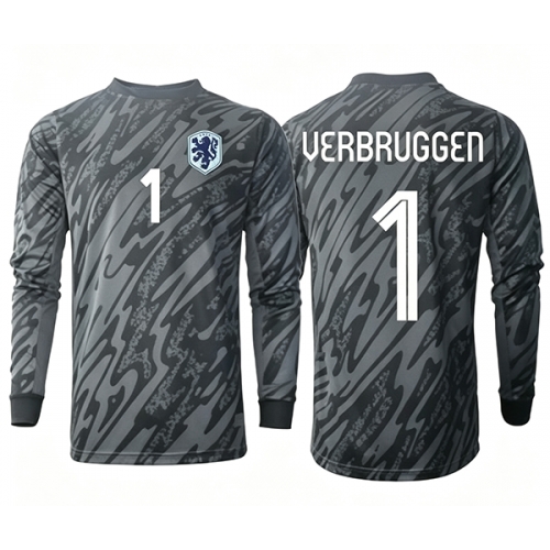 Billige Fotballdrakt Nederland Bart Verbruggen #1 Keeper Replika Hjemmedrakt VM 2026 Langermet Billige Fotballdrakt Nederland Bart Verbruggen #1 Keeper Replika Hjemmedrakt VM 2026 Langermet